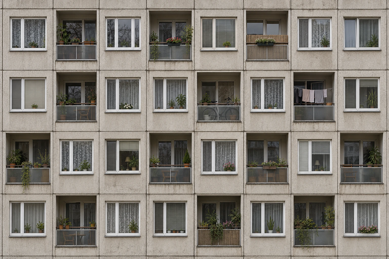 Okna a balkony českého panelového domu